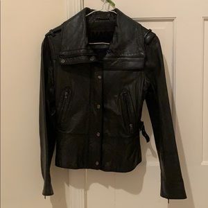 Woman’s black leather jacket S size